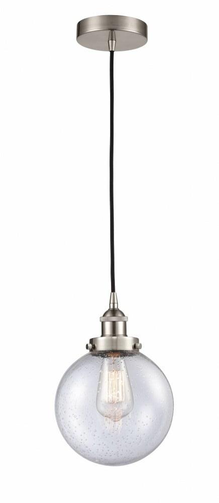 616-1PH-SN-G204-8-LED-Innovations Lighting-Beacon - 1 Light Mini Pendant In Industrial Style-11.5 Inches Tall and 8 Inches Wide Brushed Satin Nickel