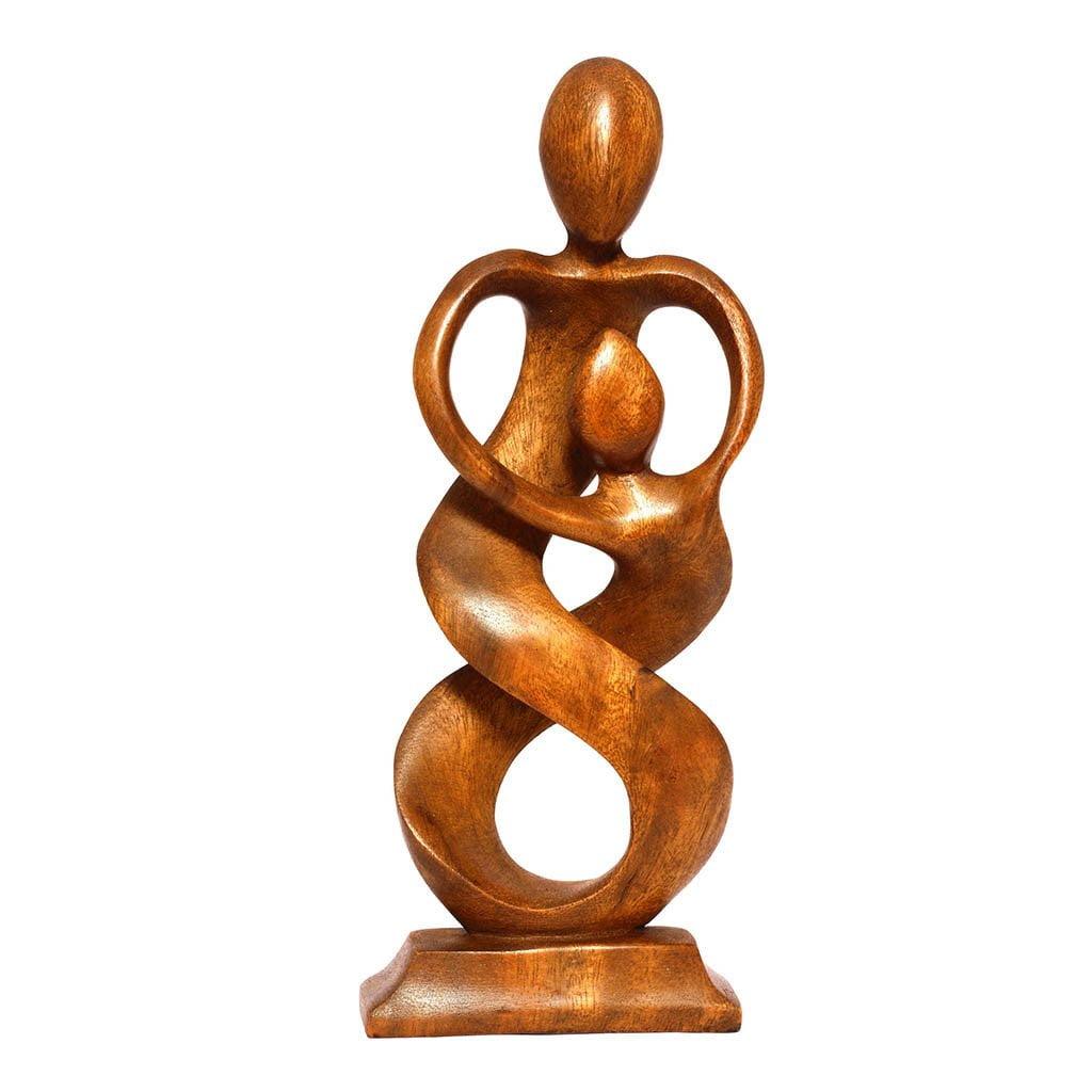 12" Handcrafted Wooden Abstract Entwined Spirits Sculpture