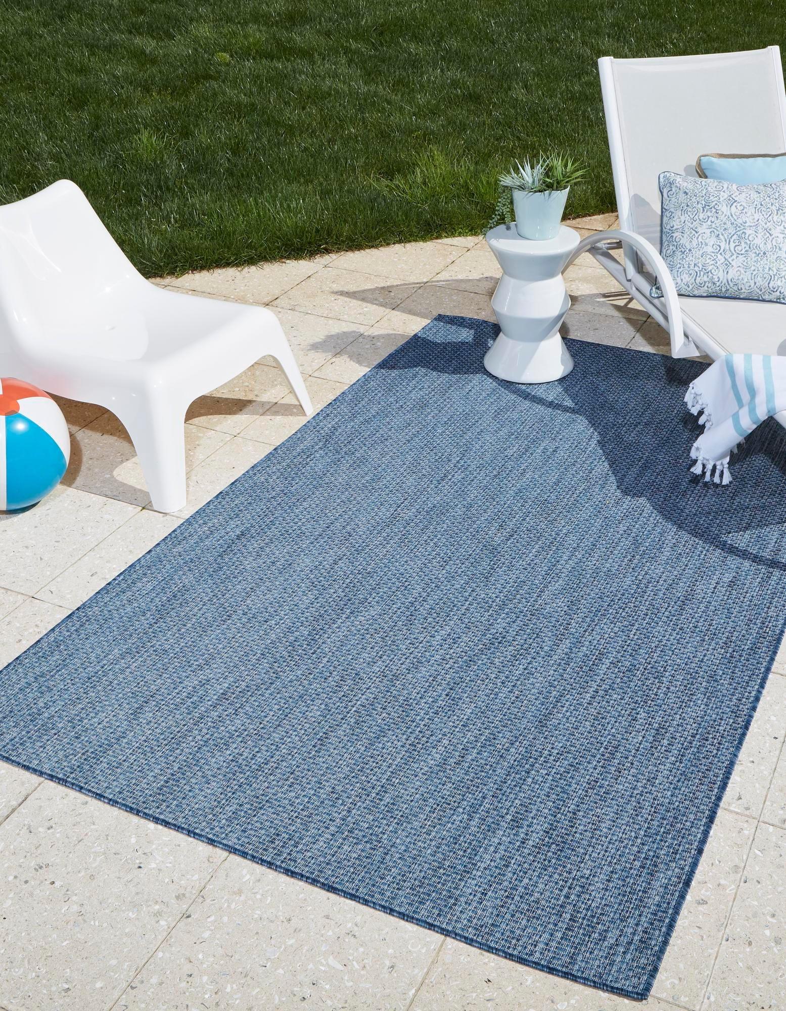 Navy Blue Easy-Care Synthetic 9' x 12' Outdoor Rug