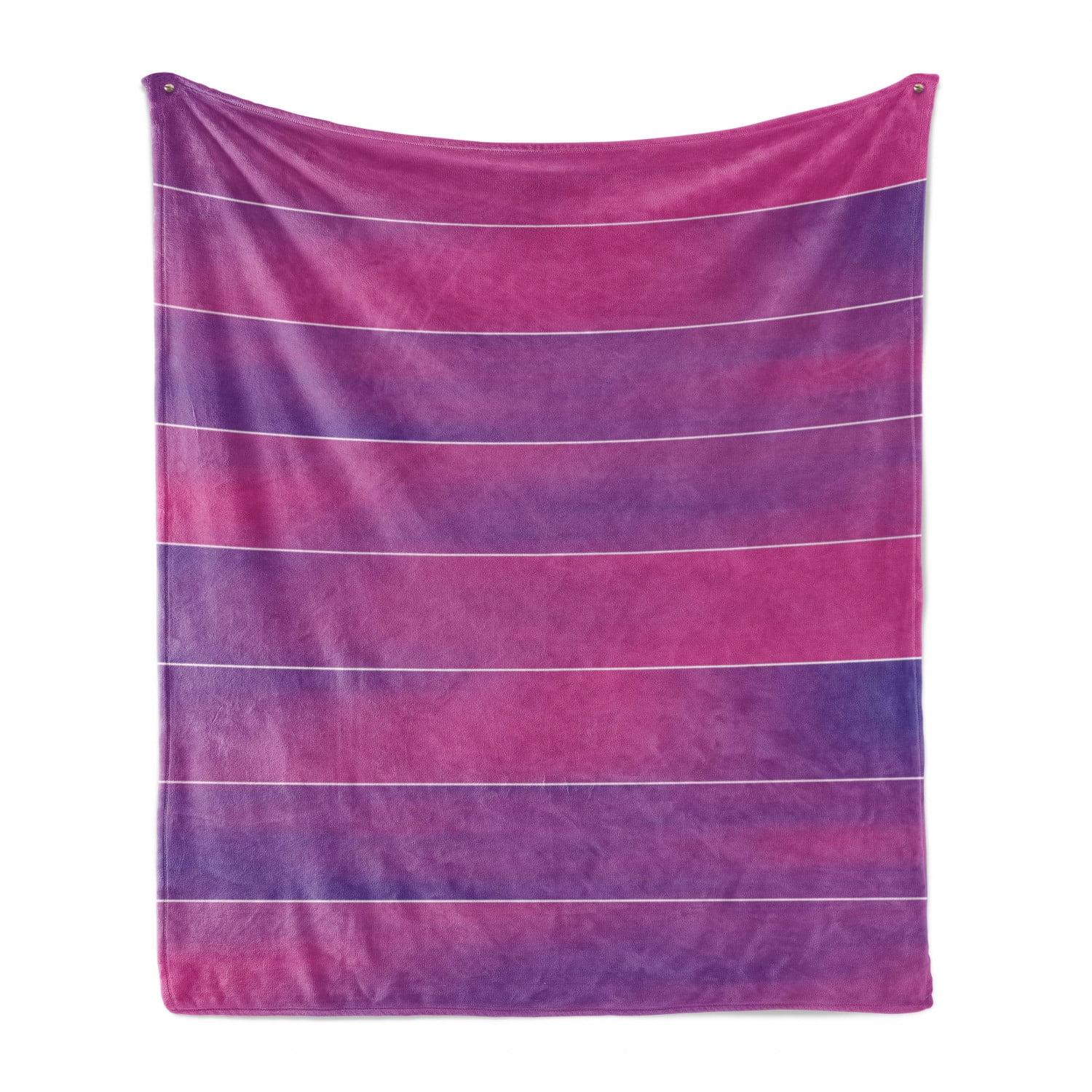 Ambesonne Hot Pink Fleece Throw Blanket Stripes Soft Colors 60"x80" Pink Violet