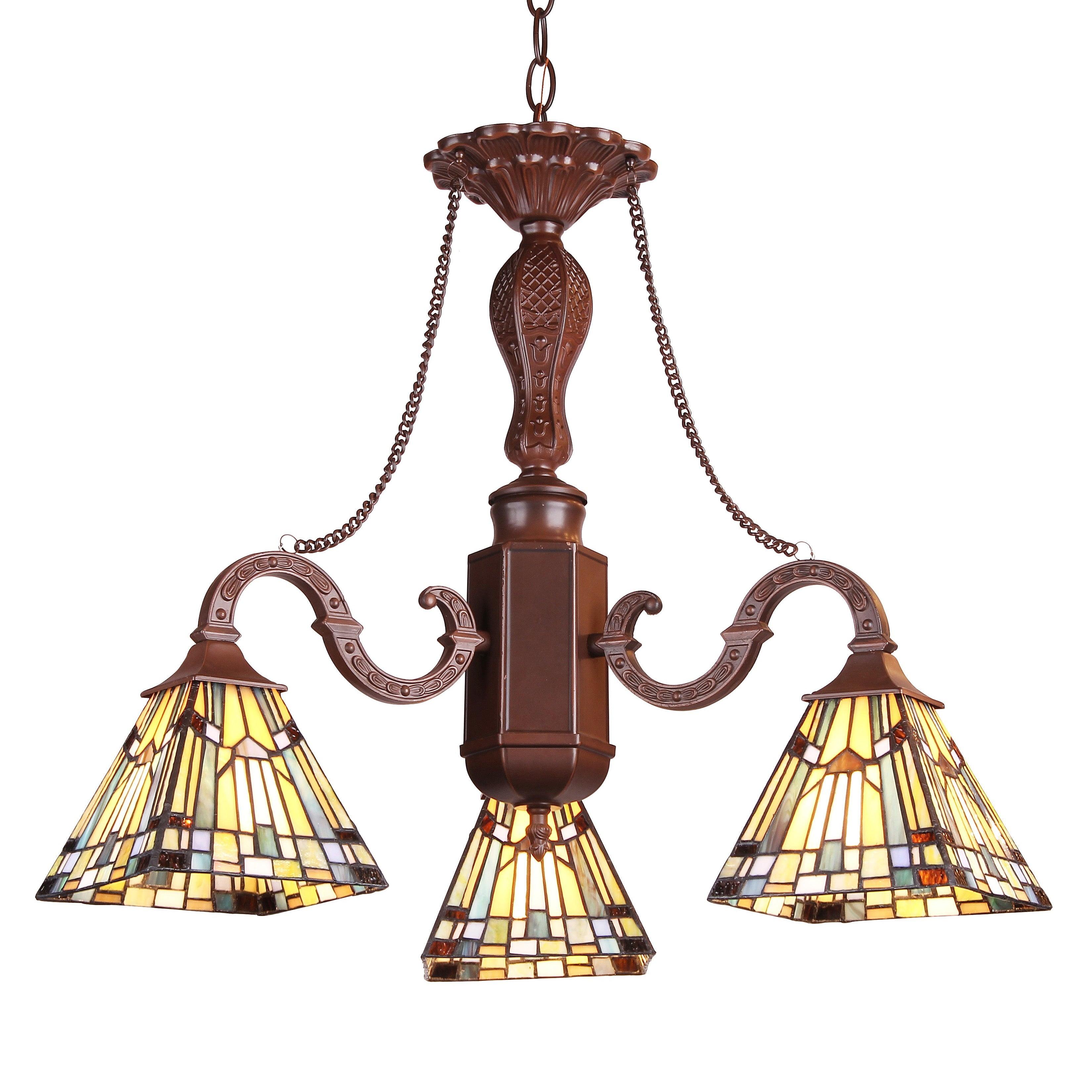 Kinsey Tiffany-Style Mission 3-Light Mini Chandelier, 23" Wide