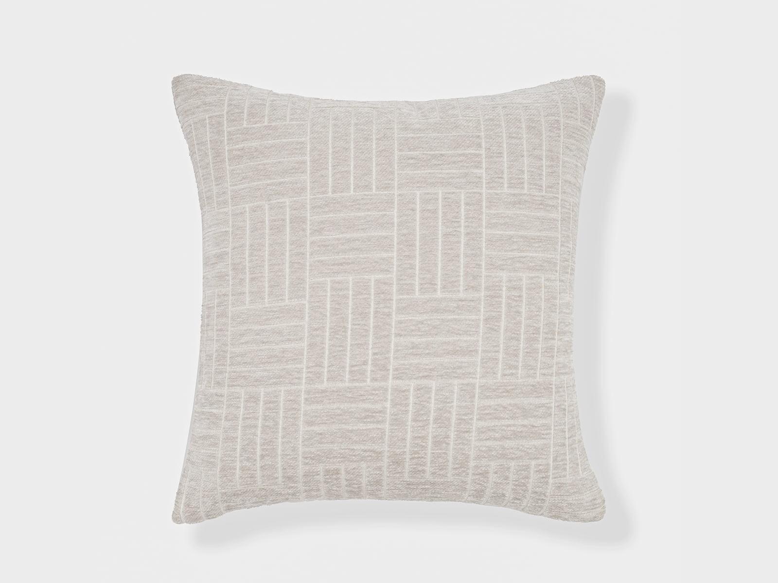 Freshmint Oberon Taupe Chenille Staggered Stripe 18" Square Pillow