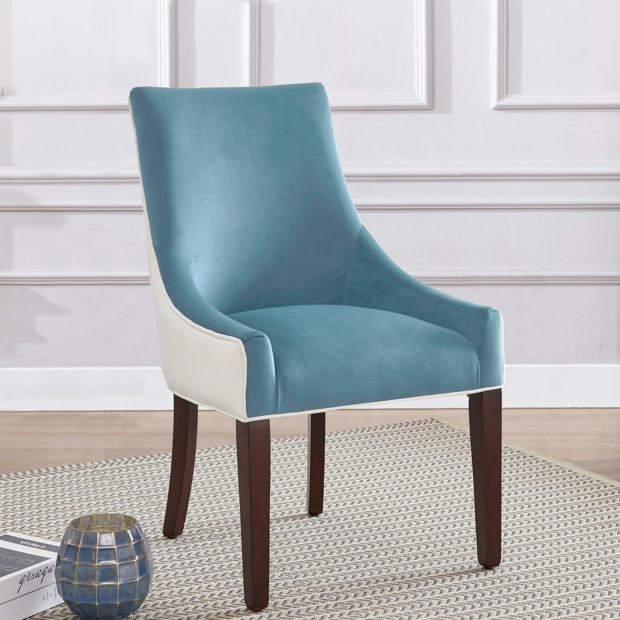 Elegant Seafoam Upholstered Side Chair with Walnut Wood Legs