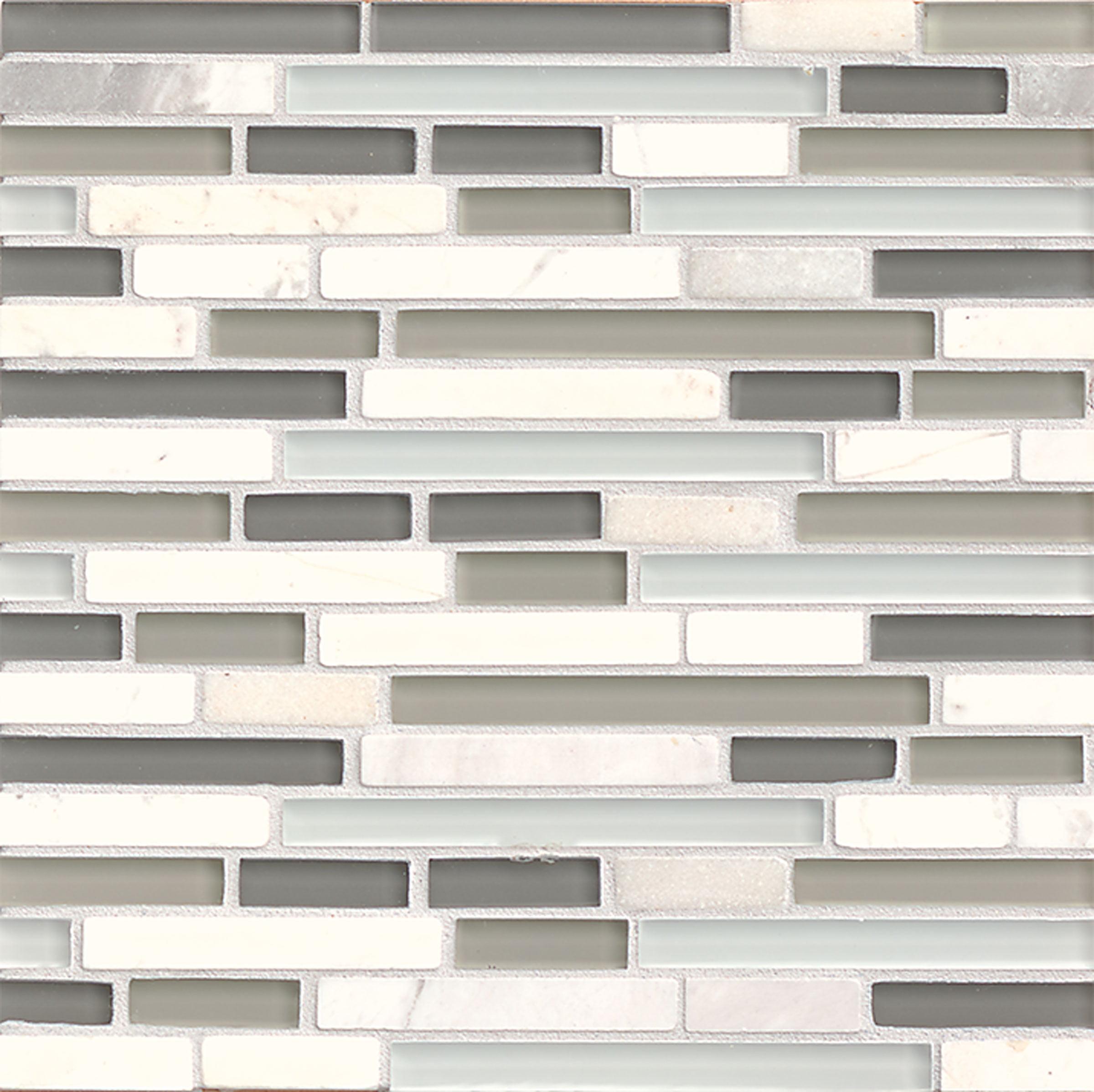 Eclipse Eternity Gray Glass Linear Mosaic Wall Tile 12" x 12"