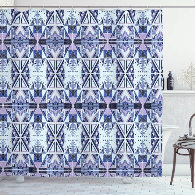 East Urban Home East Urban Home Ethnic Shower Curtain Geometric Inspired Forms Pale Blue Mauve