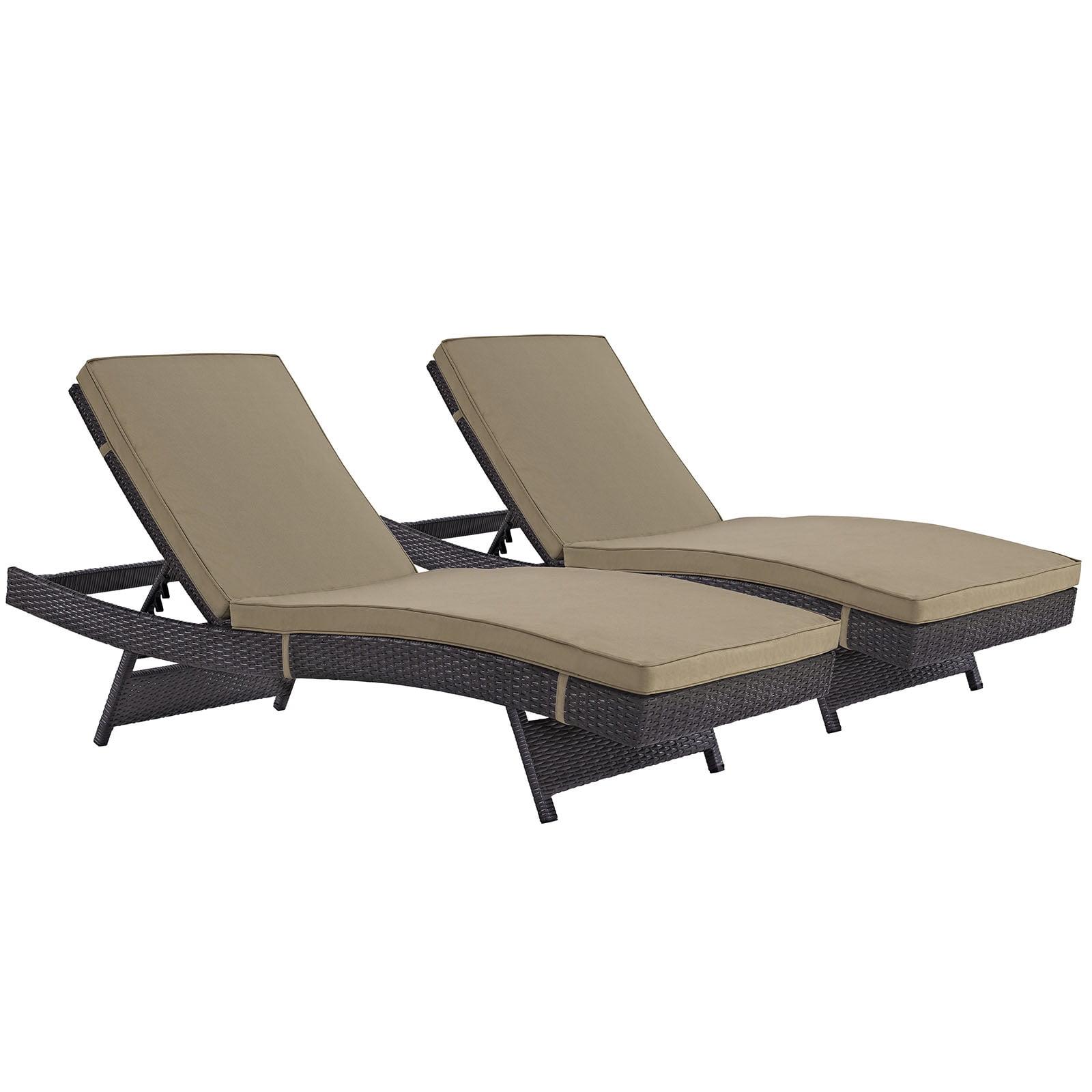 Modway Convene Outdoor Patio ChaiseSet of 2 in Espresso Mocha