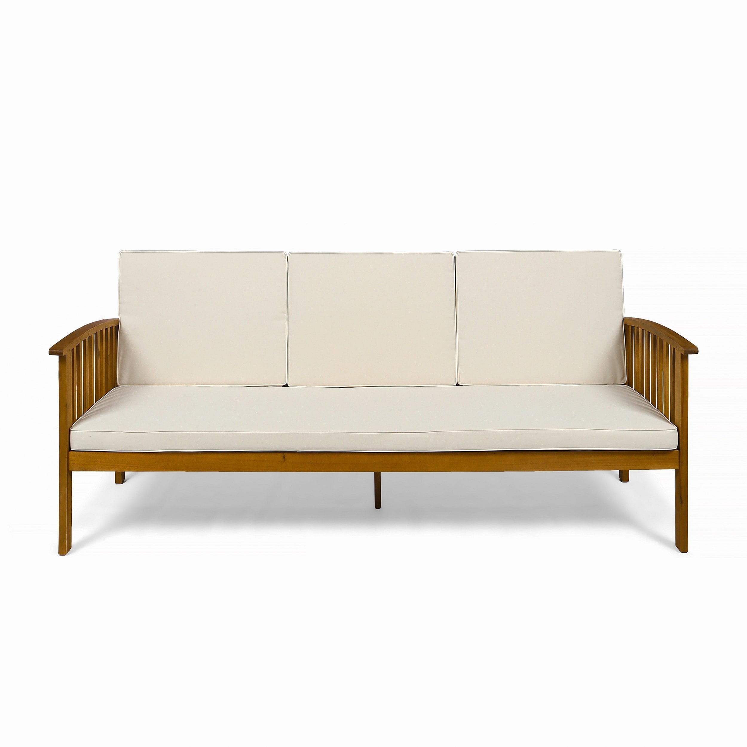 Carolina Acacia Wood Patio Sofa Teak - Christopher Knight Home: Weather-Resistant Outdoor Couch with Cushions