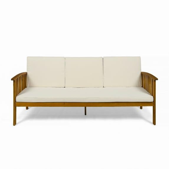 Carolina Acacia Wood Patio Sofa Teak - Christopher Knight Home: Weather-Resistant Outdoor Couch with Cushions