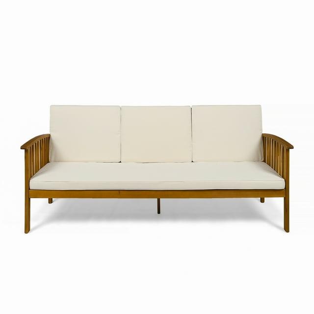 Carolina Acacia Wood Patio Sofa Teak - Christopher Knight Home: Weather-Resistant Outdoor Couch with Cushions