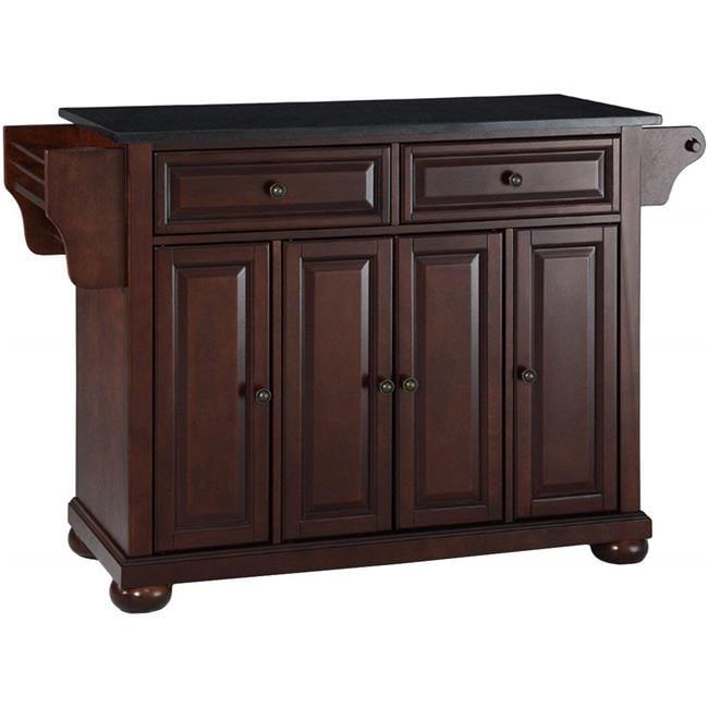 Alexandria 46" Black Granite Top Vintage Mahogany Kitchen Island