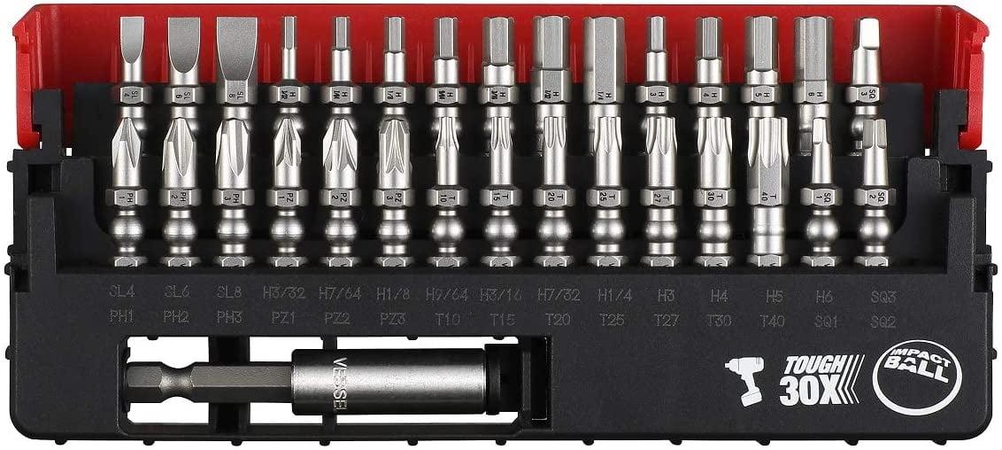 31-Piece Steel Metric Impact Ball Torsion Bit Set