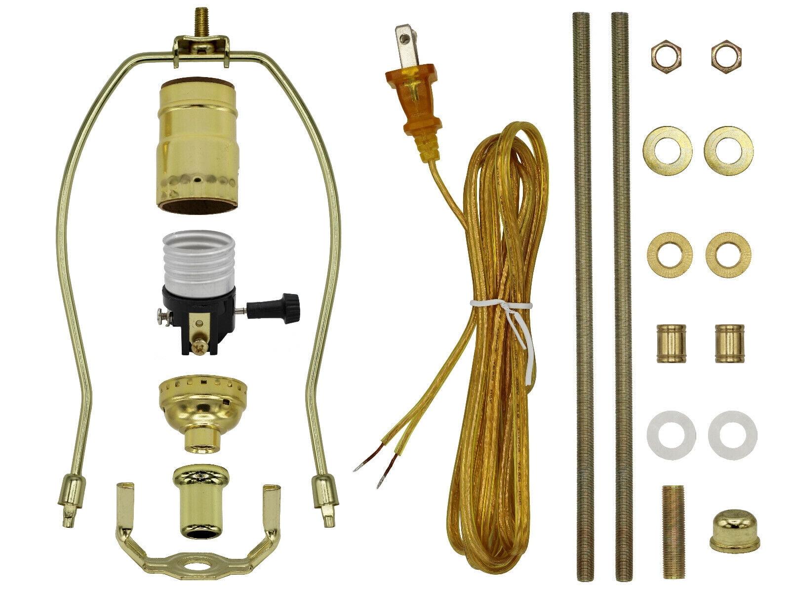 Gold DIY Lamp Kit with Brass Finish and Cord