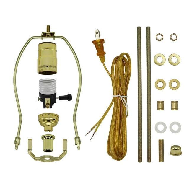 Gold DIY Lamp Kit with Brass Finish and Cord