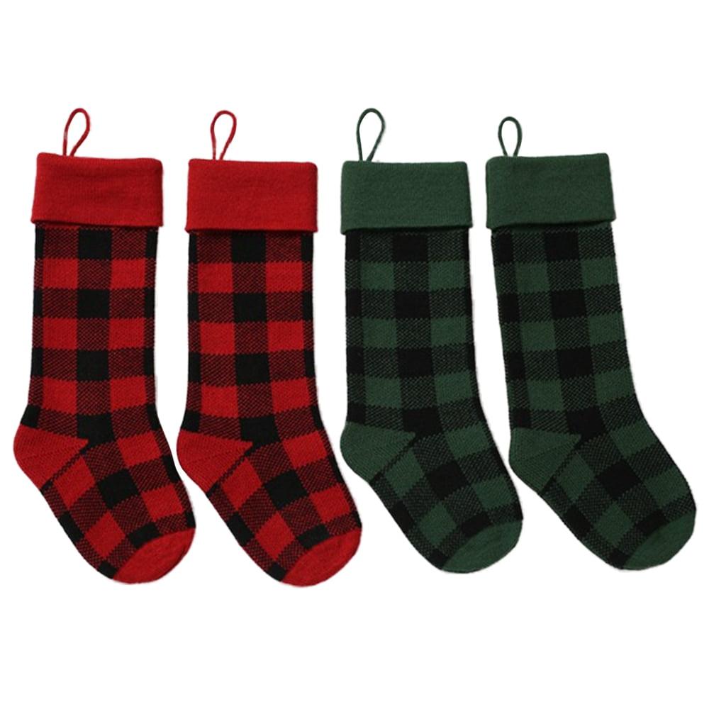 🎄 Christmas Decor Decor Christmas Gifts Christmas Stockings Red Black Buffalo Plaid Fireplace Hanging Stockings For Family 🎄 Christmas Decoration Holiday Season Party Decor 4 Pack 🎄 Christmas Deco