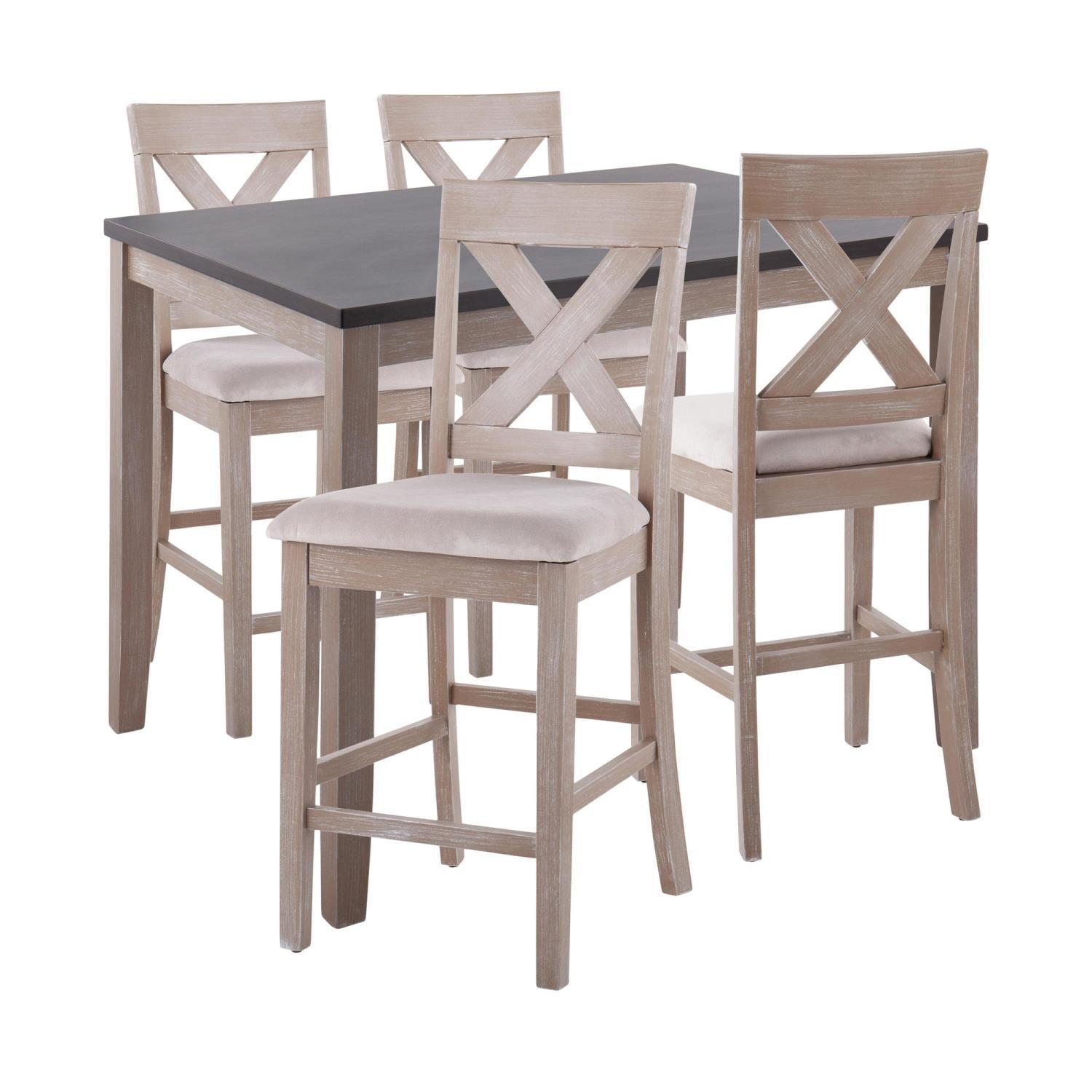 Harper Gray Wood and Espresso Counter Height Dining Set