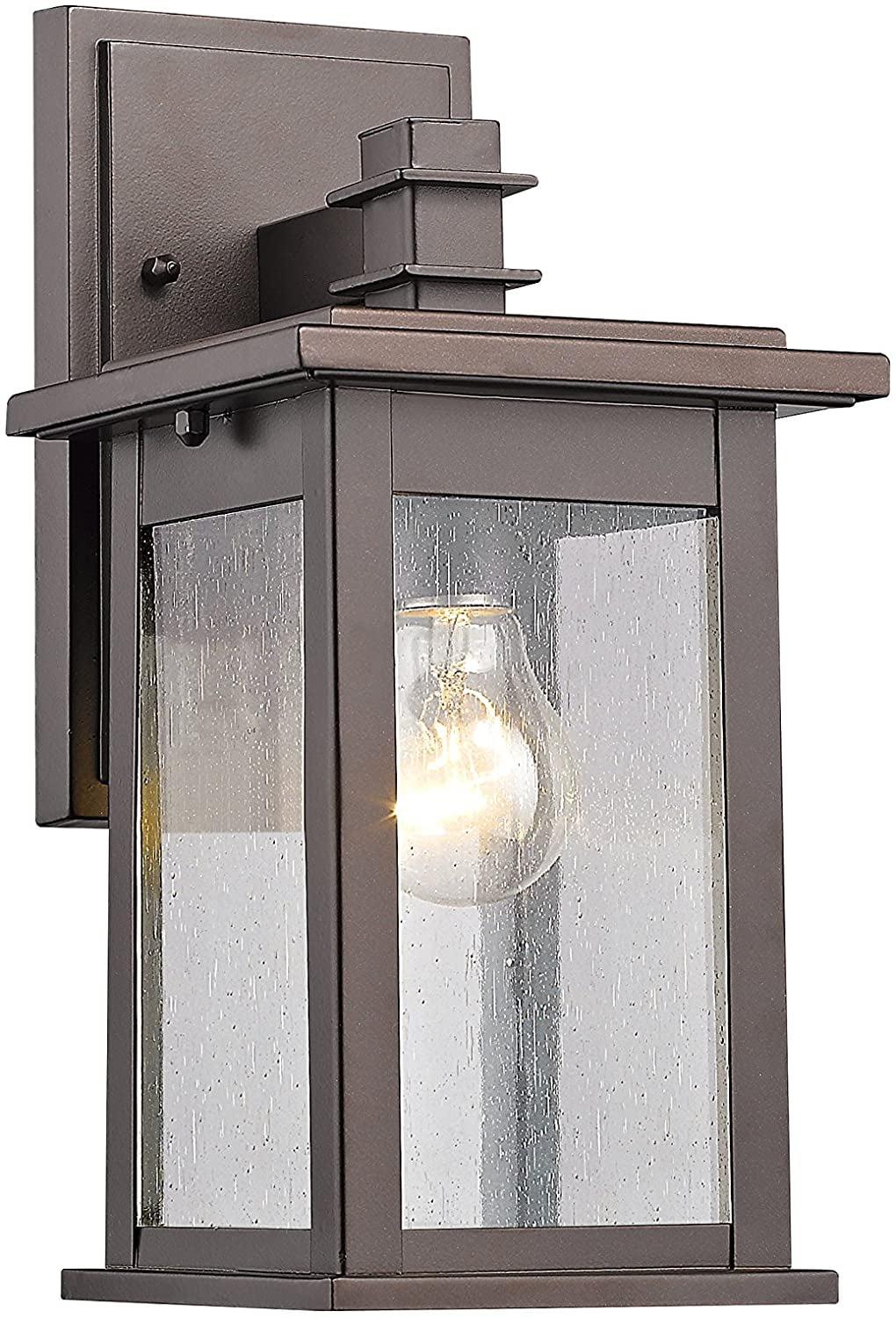 Transitional Seedy Glass & Bronze 13" Outdoor Wall Sconce