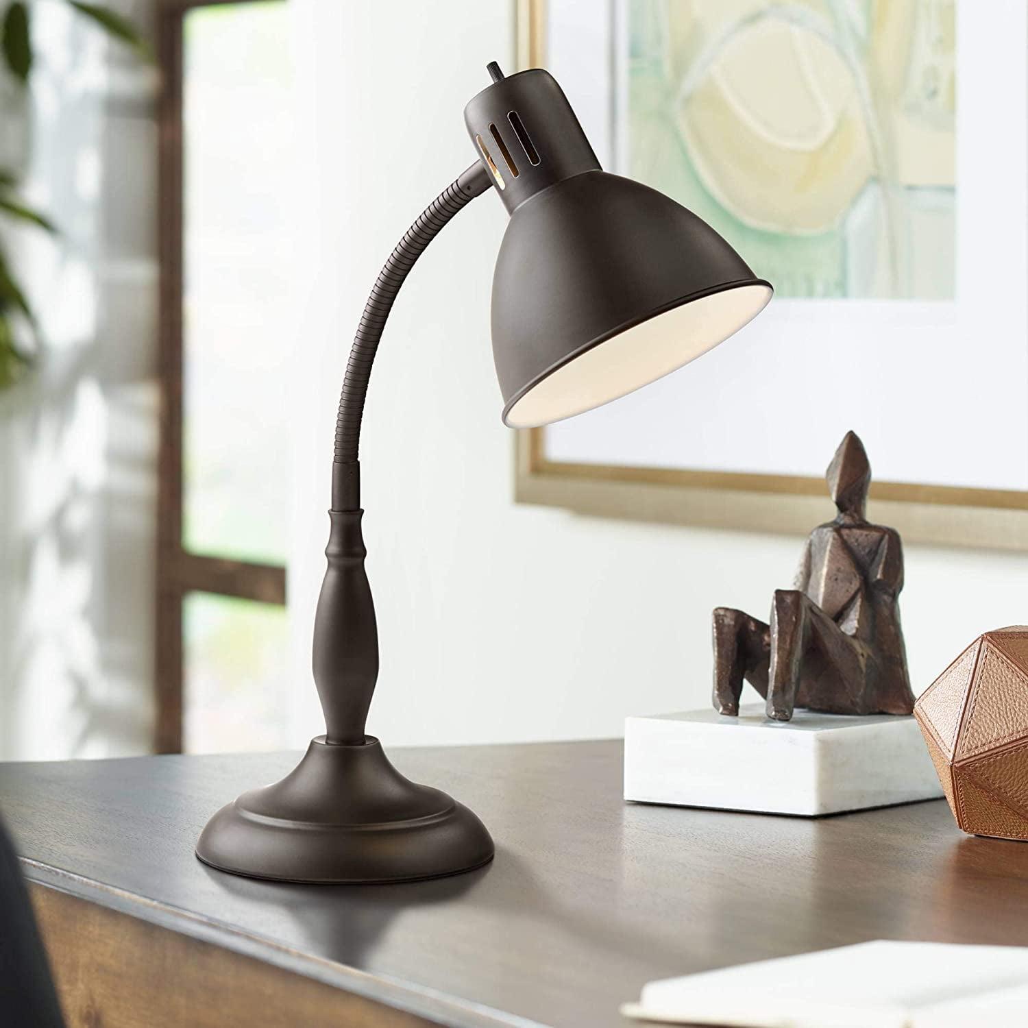 Adjustable Arc Kids Desk Lamp in Dark Bronze with Gooseneck