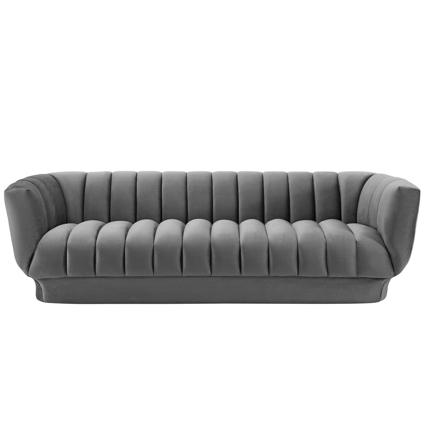 Silver Orchid Burke Channel Tufted Performance Velvet Sofa by Modway