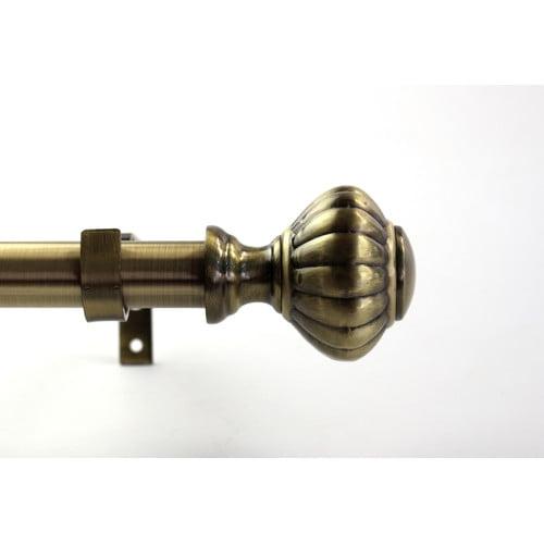 Antique Brass Adjustable Curtain Rod with Decorative Finials