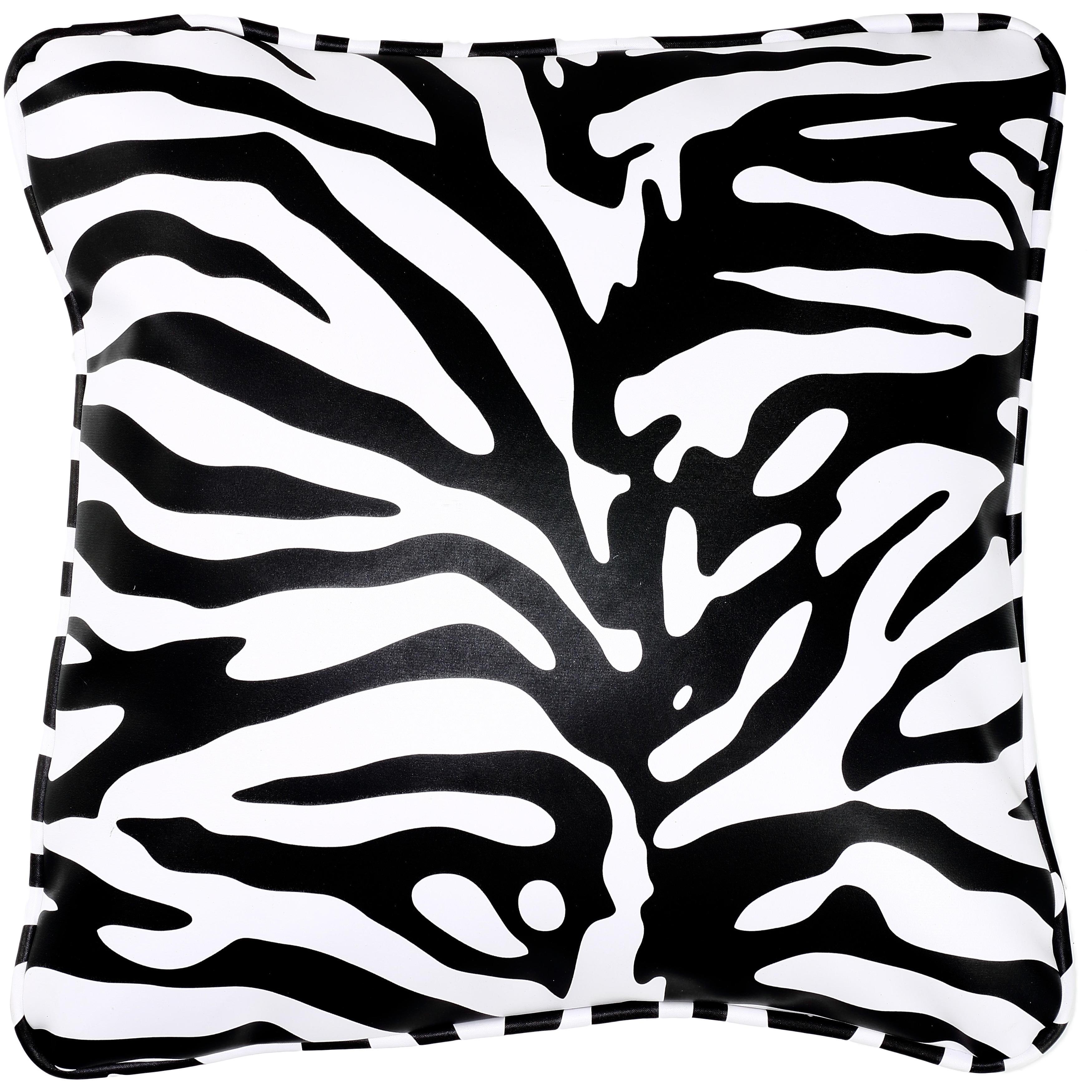 Zebra Print Black and White Vinyl Square Accent Pillow