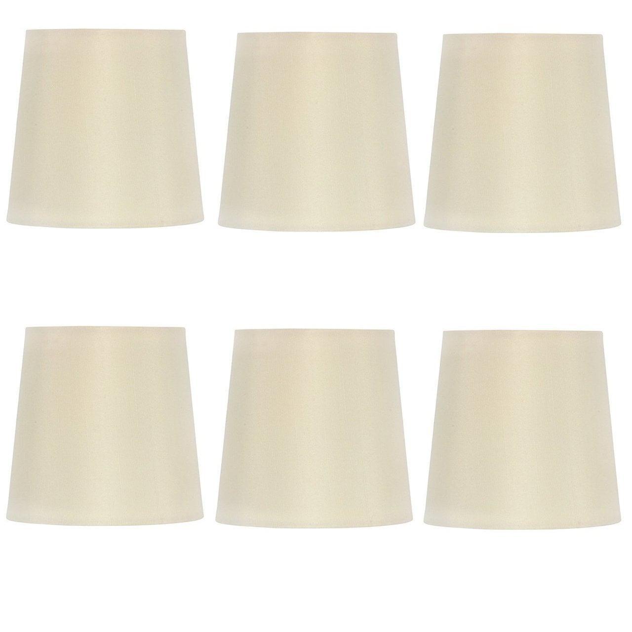 Eggshell Silk 4 Inch Retro Drum Clip On Chandelier Lampshades (Set of 6)