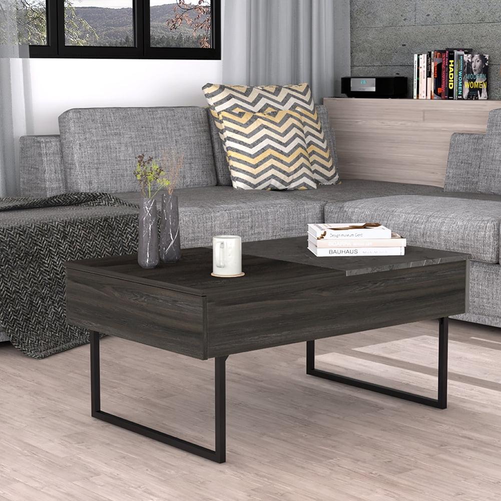 Onyx and Carbon Elegance 39" Lift-Top Coffee Table with Storage