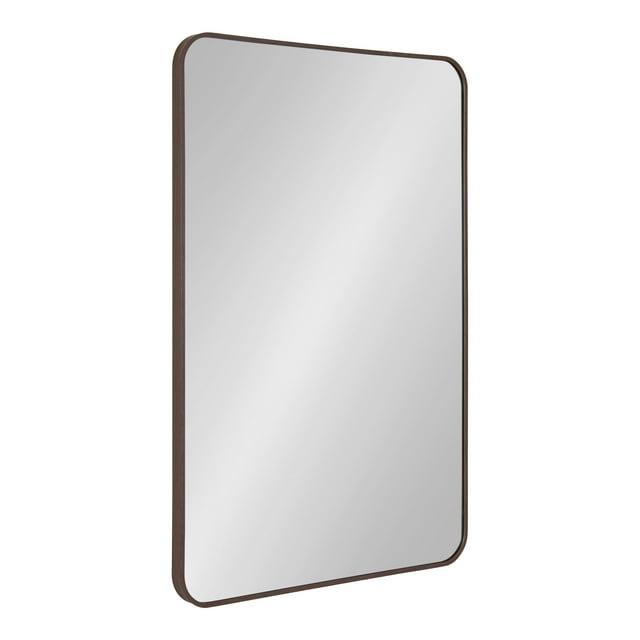 Kate and Laurel Zayda Radius Rectangle Framed Wall Mirror, 24x36, Walnut Brown