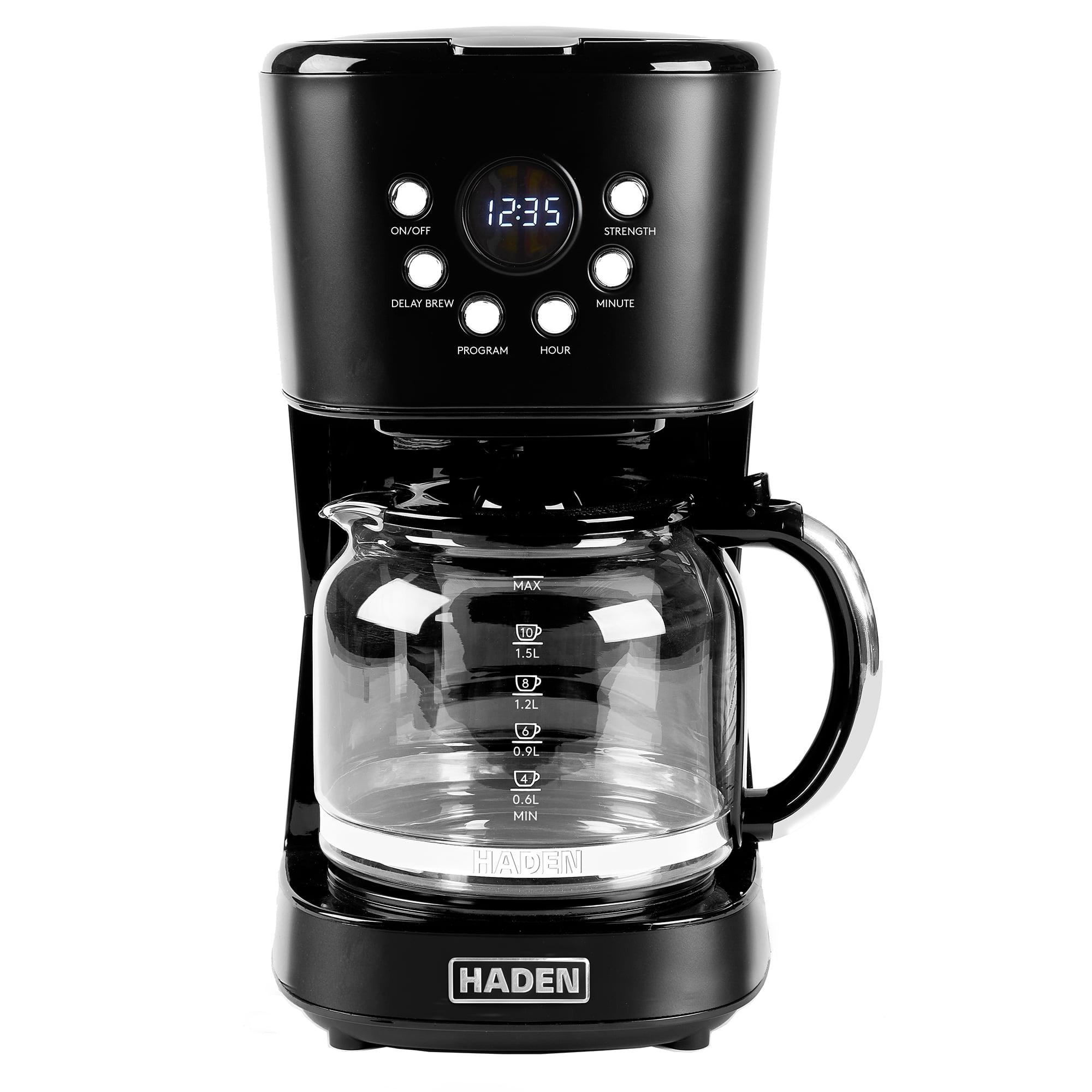 HADEN Heritage Black and Chrome 12-Cup Programmable Coffee Maker