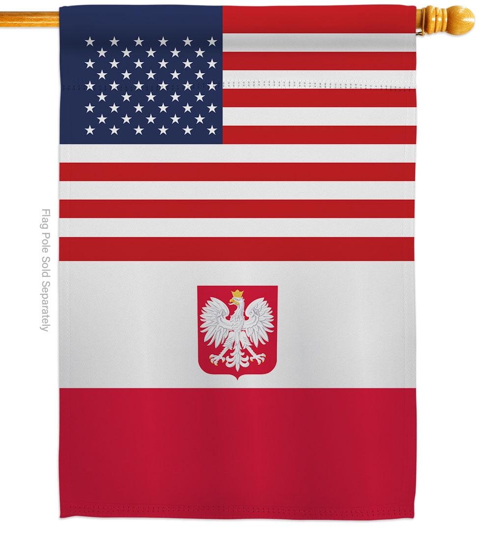 Patriotic US Polish Friendship 2-Sided House Flag - 28 x 40 in.