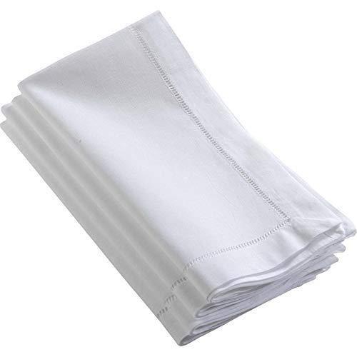 Saro Lifestyle Hemstitched Elegance Napkin  (set of 4), White, 22" x 22"
