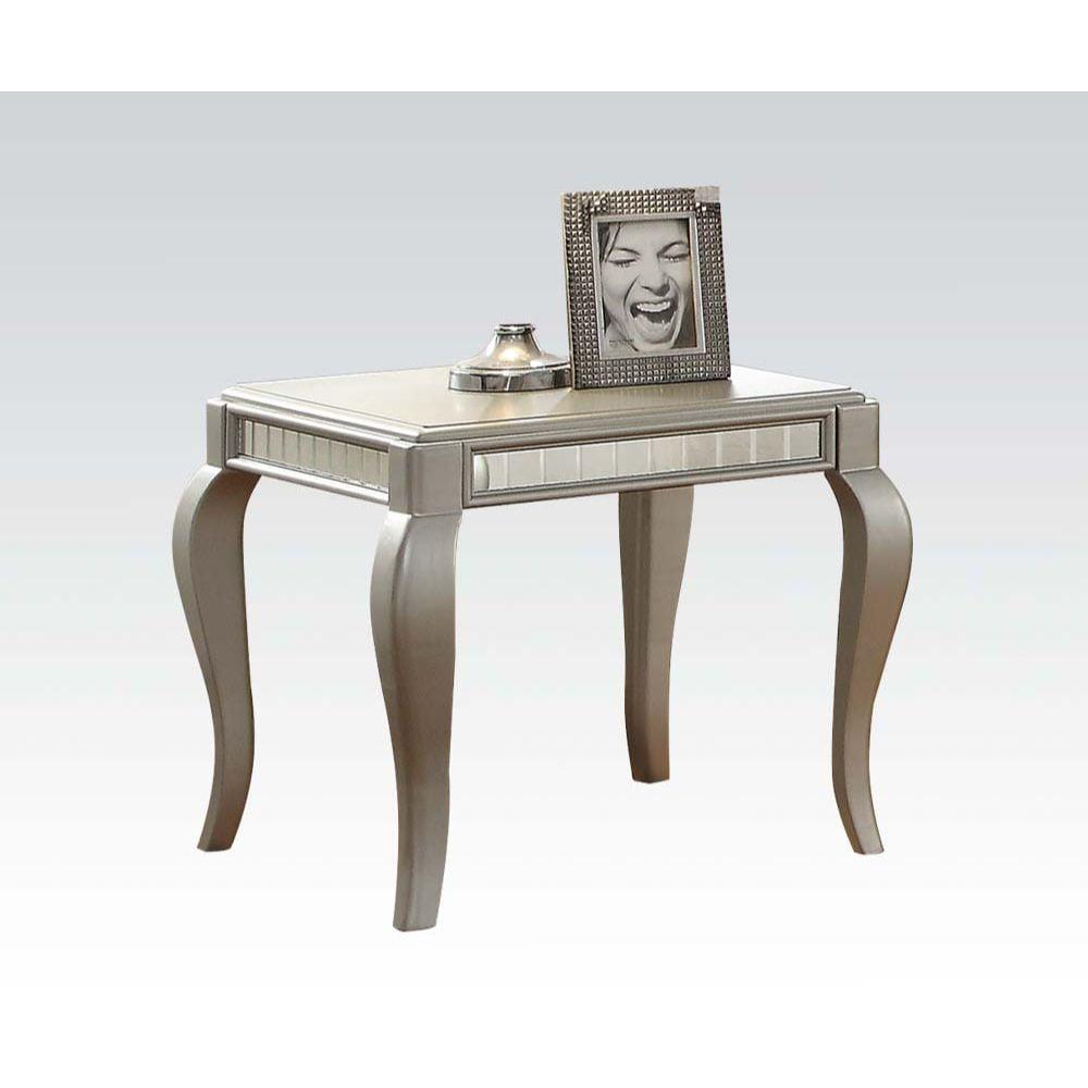 Francesca 25" Silver Wood and Glass End Table