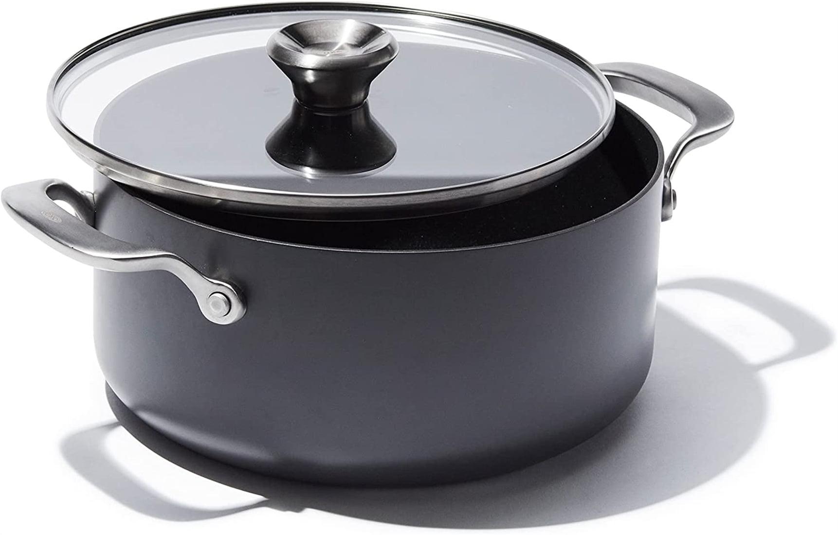 OXO 9.5" Ceramic Pro Non-Stick Casserole with Lid Gray: Dishwasher-Safe, Induction & Gas Compatible, Aluminum Surface