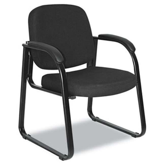 Black Fabric and Metal Sled Base Guest Chair