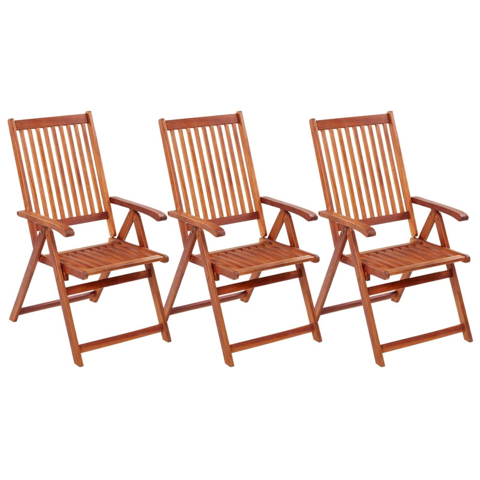 Tropical Acacia Wood Adjustable Folding Patio Chair in Brown