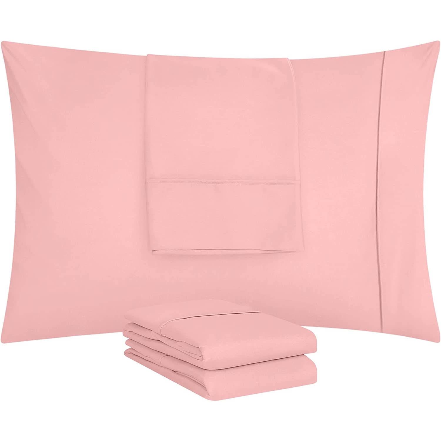 Pink Microfiber Standard/Queen Pillowcases with Envelope Closure - 4 Pack