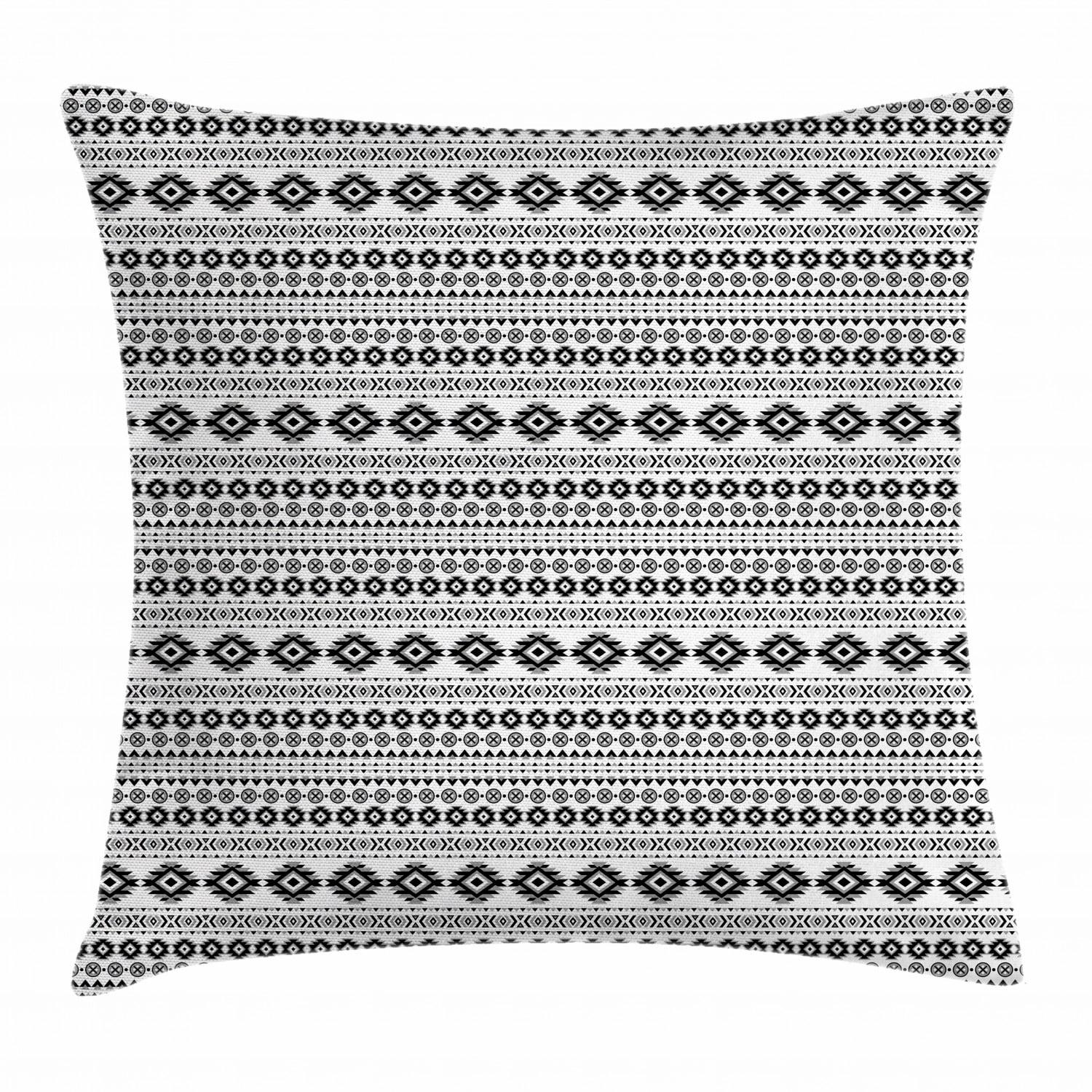 Black and White Geometric Polyester Throw Pillow Cover