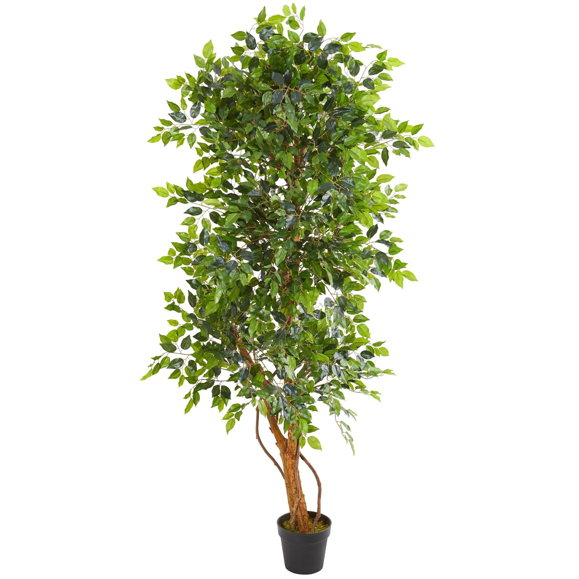 75'' Green Faux Ficus Vine Outdoor Floor Plant with Lights