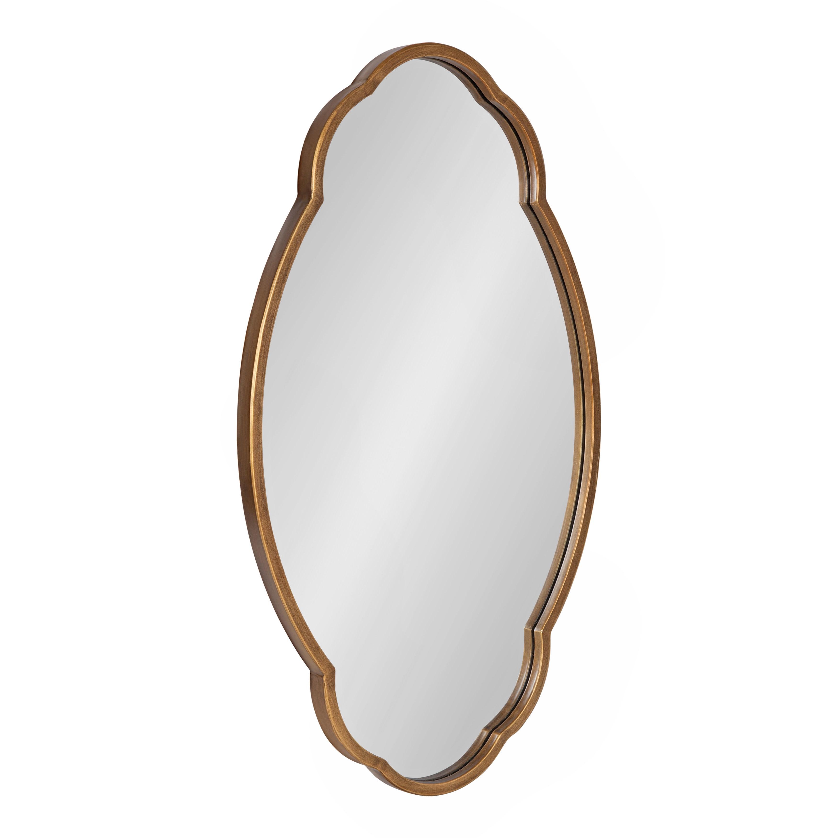 Magritte Scalloped Oval Gold Vanity Wall Mirror, 33x22 in