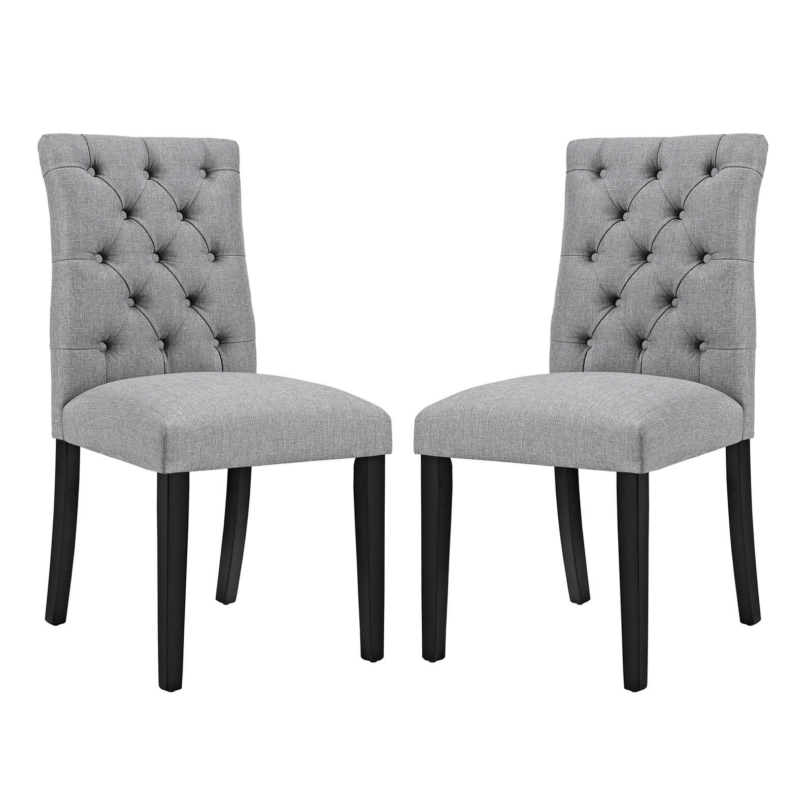 Elegant Duchess Light Gray Tufted Upholstered Dining Chair