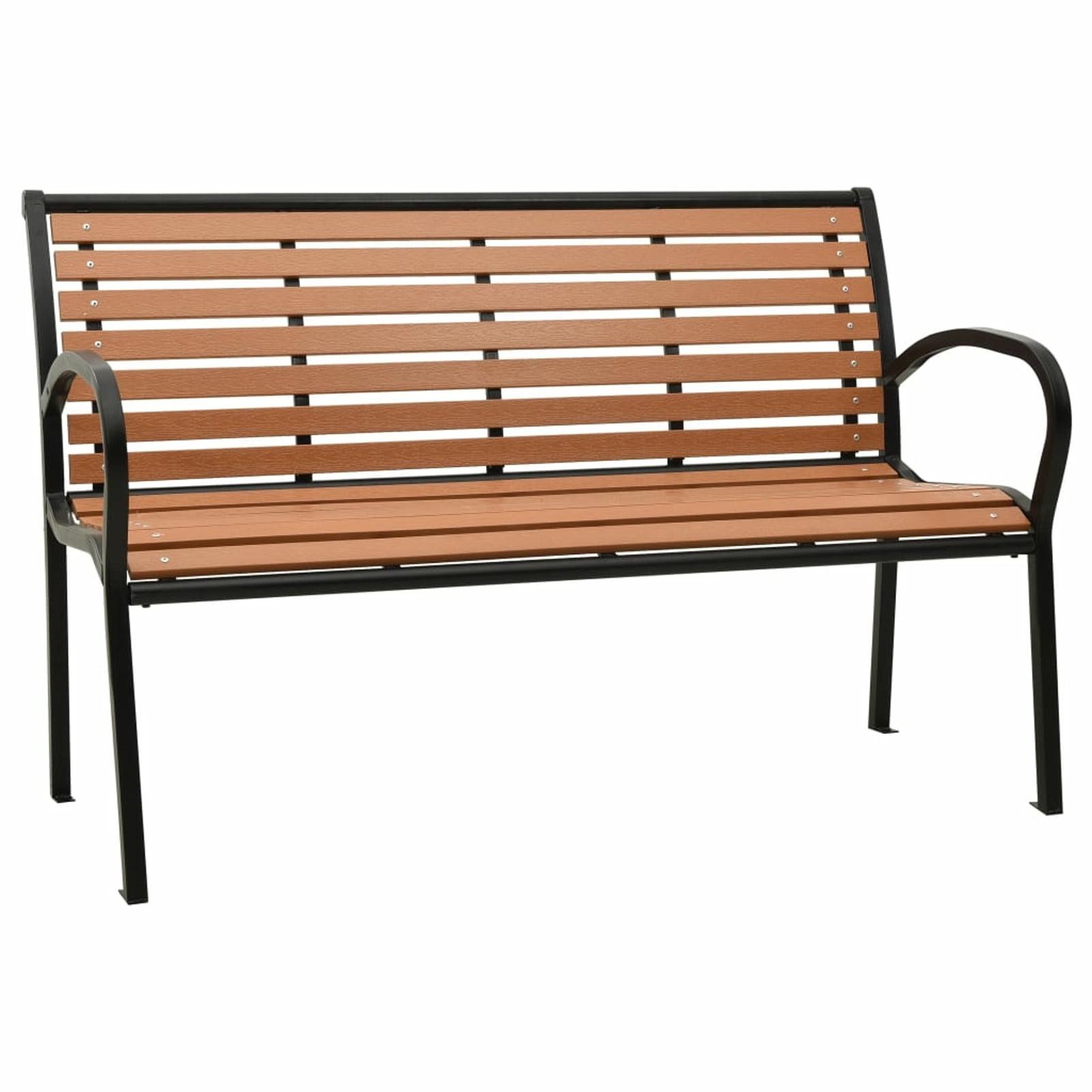 49.2" Black and Brown Steel and WPC Patio Bench