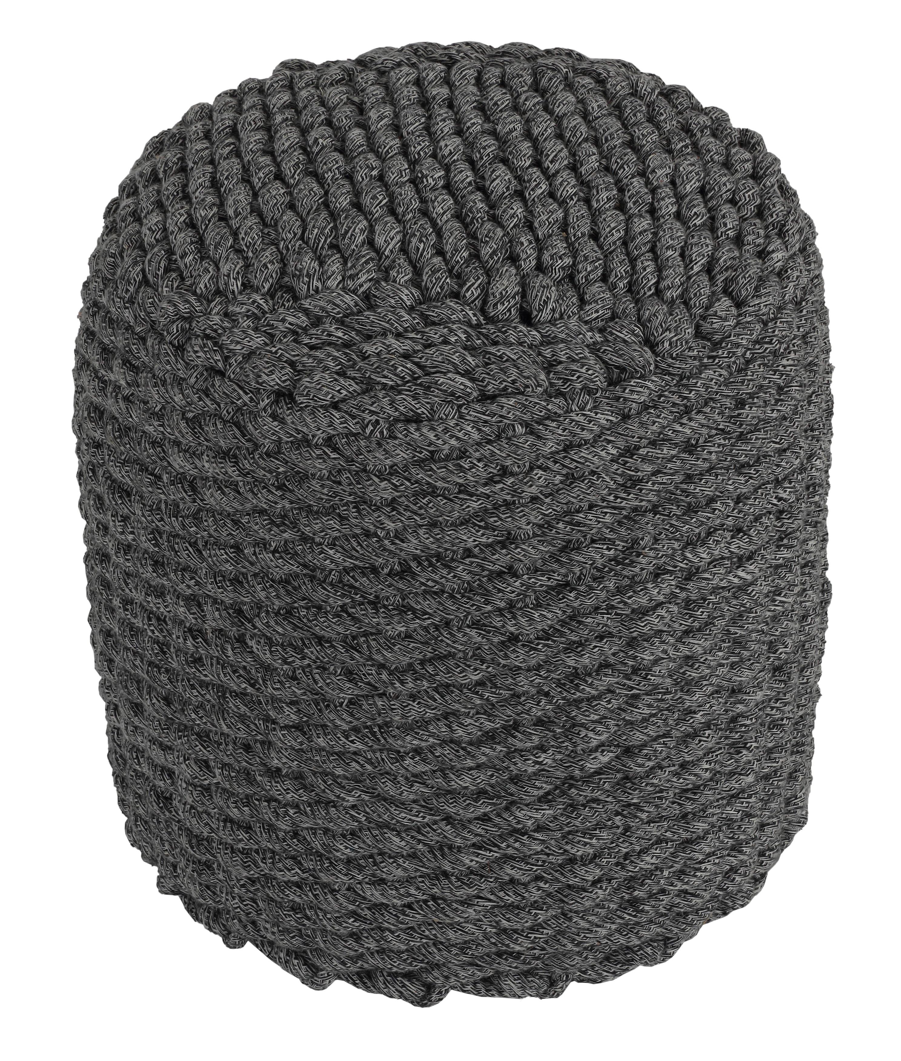 Augusta Round Gray Cotton Rope Pouf Ottoman