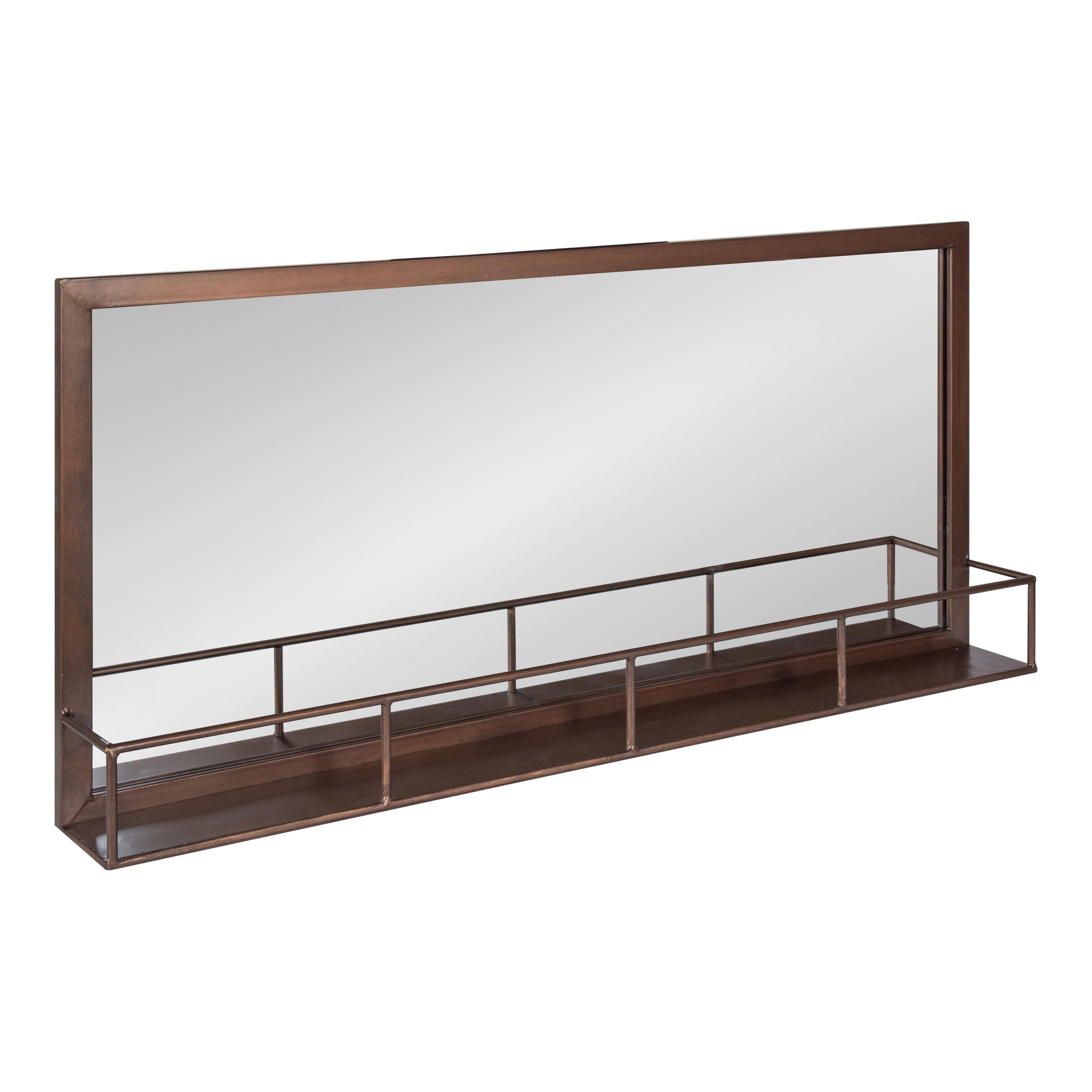 Sophisticated Bronze Rectangular Vanity Mirror with Shelf