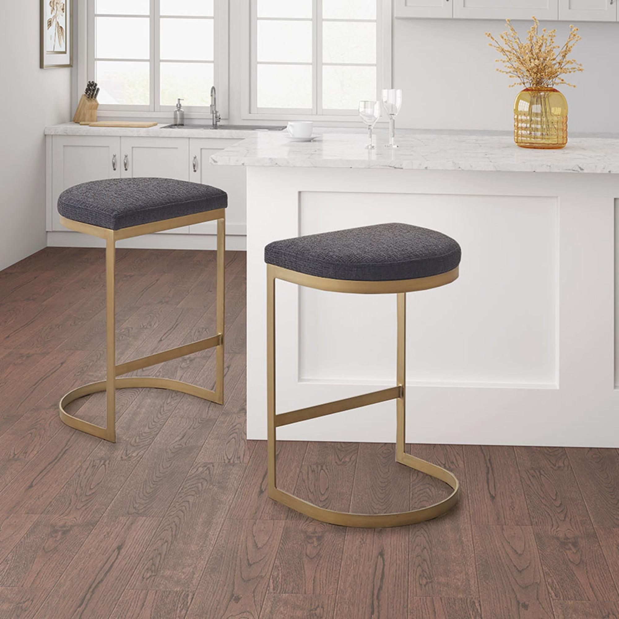 Eugene Counter Height Barstool Charcoal/Antique Gold - Madison Park