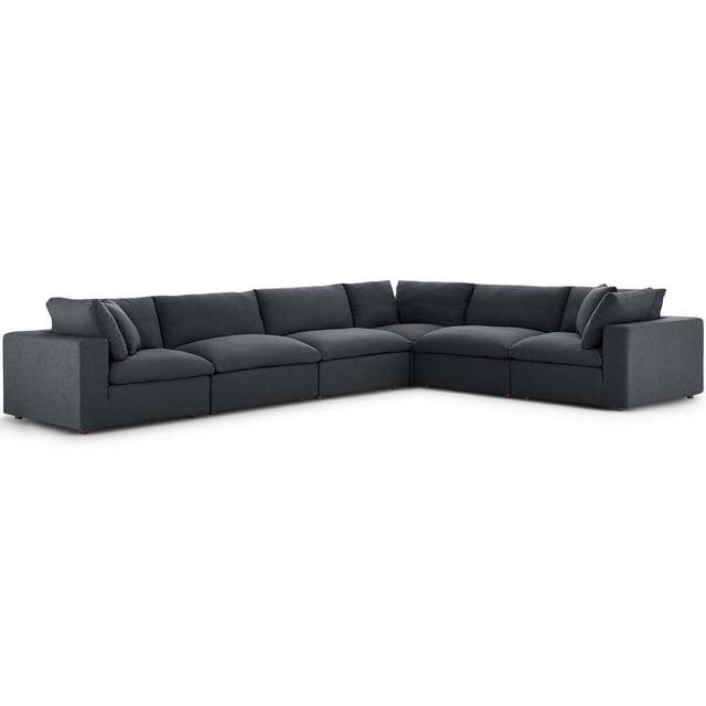 Modern Contemporary Urban Design Living Room Lounge Club Lobby Sectional Sofa Set, Fabric, Grey Gray