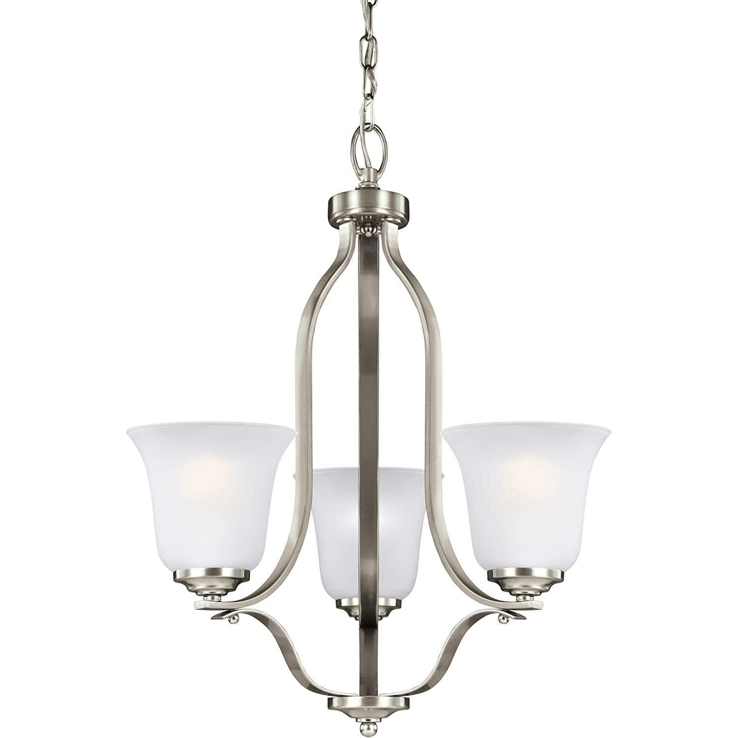 Emmons Brushed Nickel Mini Chandelier with Satin Etched Glass