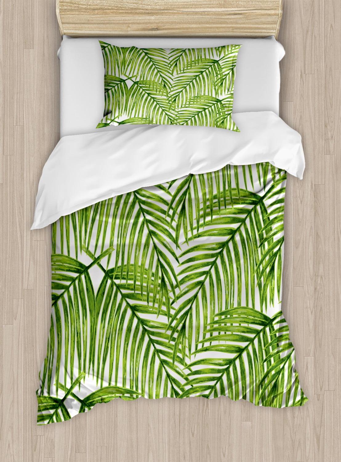 Leaf Watercolor Coastal Floral Duvet Cover Set