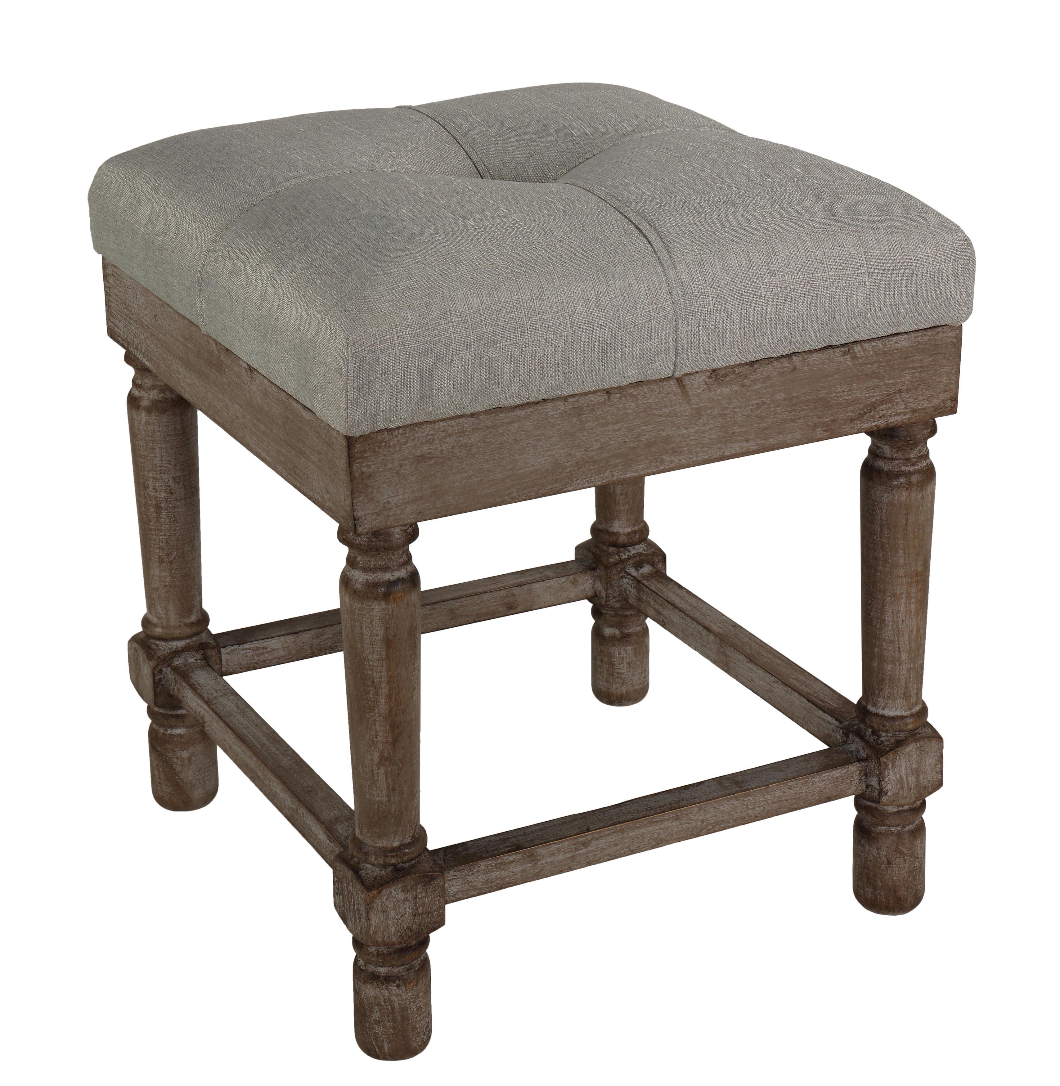 Driftwood Beige 19" Square Ottoman with High-Density Foam Cushion