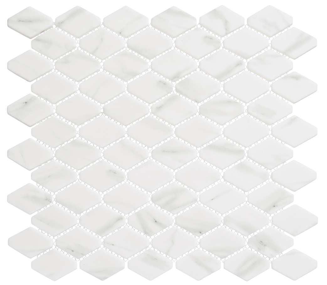 Linon White Glass Herringbone Mosaic Tile Sheet