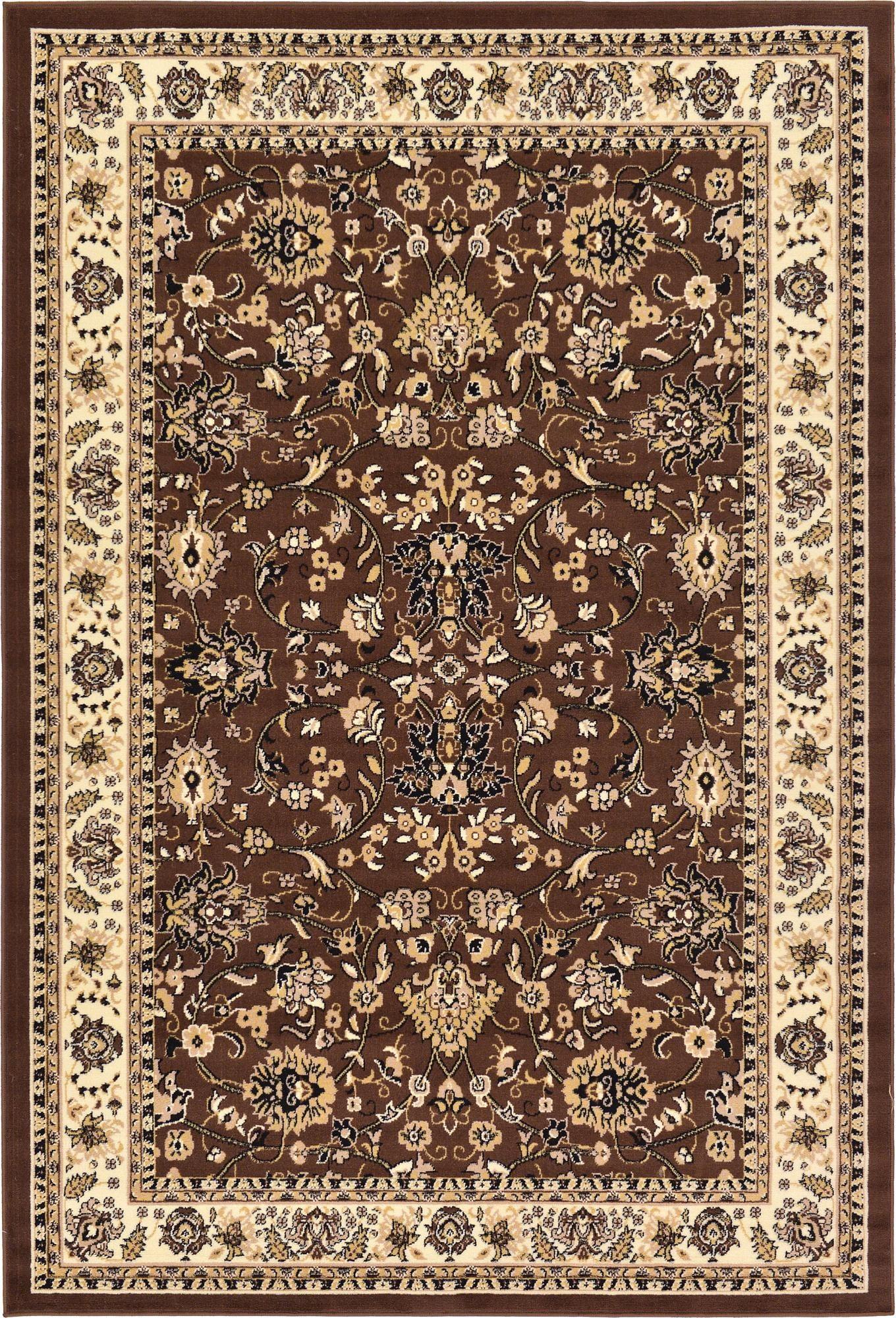 Easy-Care Reversible Brown/Ivory Synthetic 6' x 9' Rug