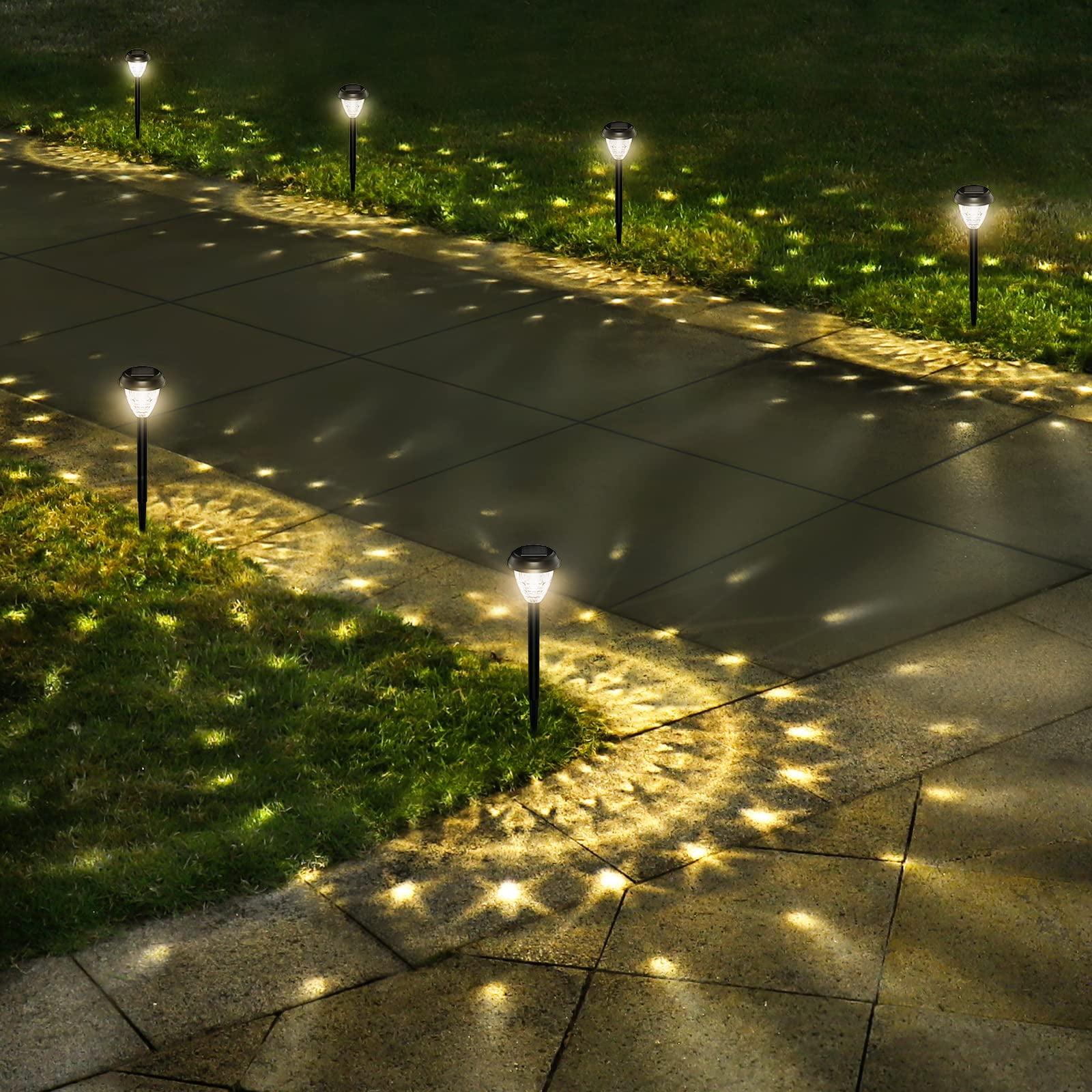 Warm White LED Solar Pathway Lights with Crystal Embellishments, 10-Pack